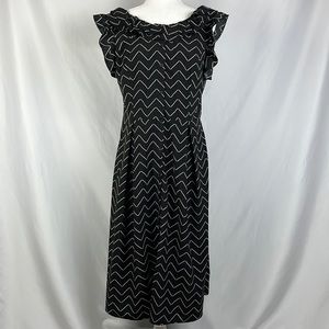 Who What Wear Chevron Ruffle Button Front Midi Dress
